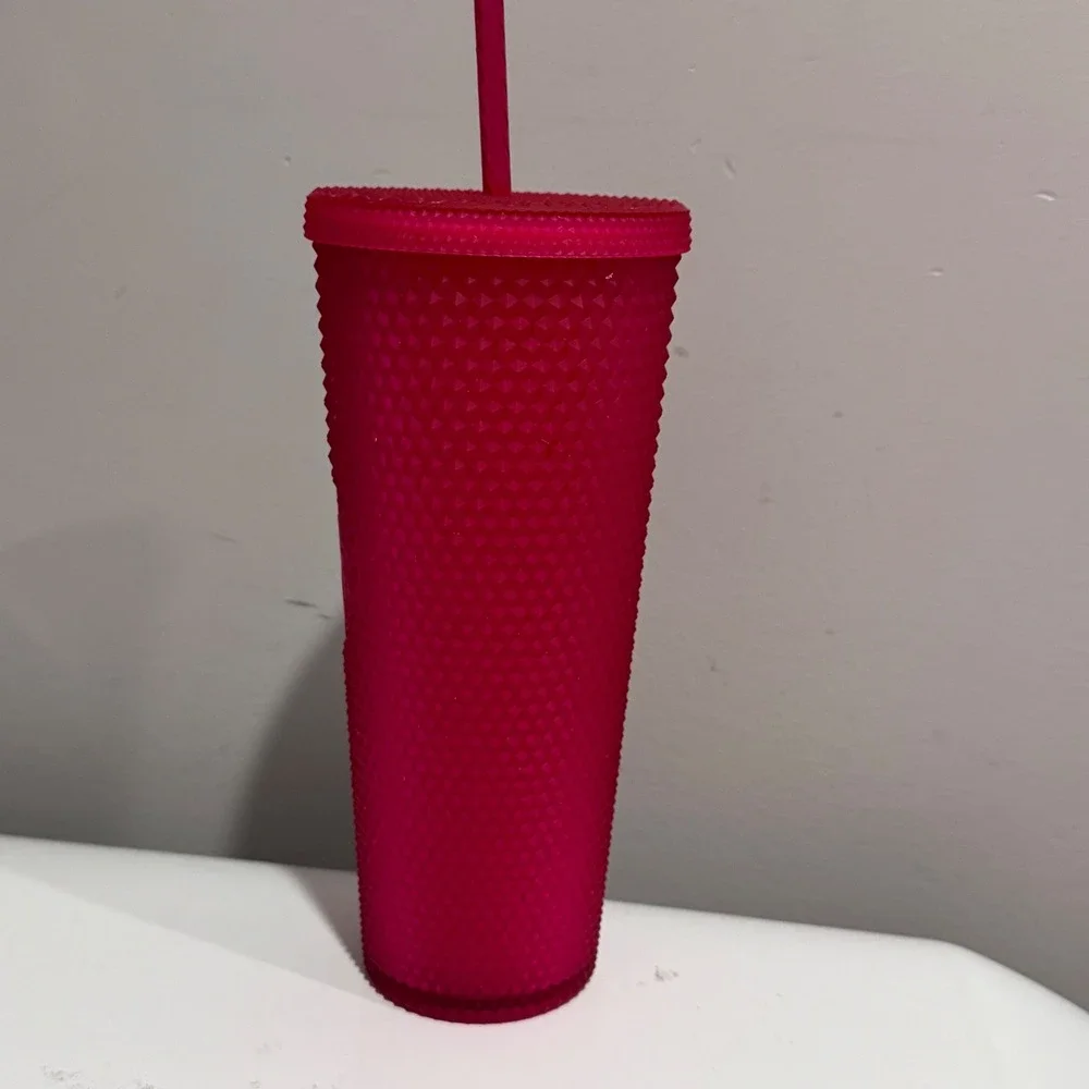 Starbucks Tumbler Cold Cup 24oz Venti Pink Excellent Studded Matte Honeycomb